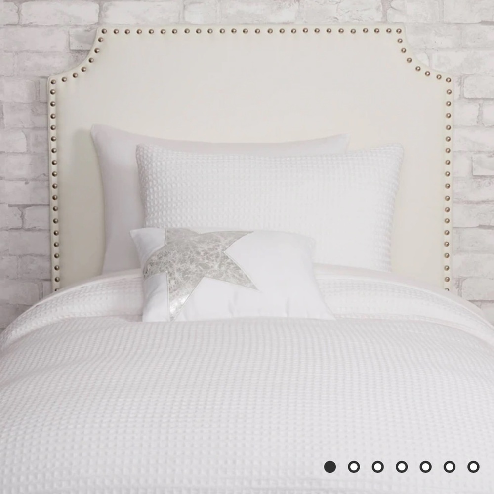 Twin XL White silver studded power headboard